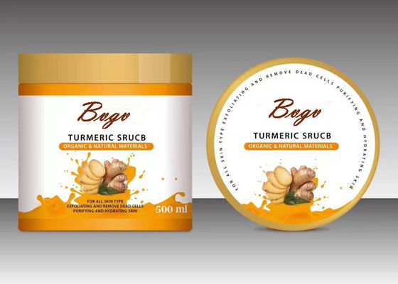 La cara de cuerpo del aceite esencial del polvo de la cúrcuma friega a Ginger Extract Nourishes Skin