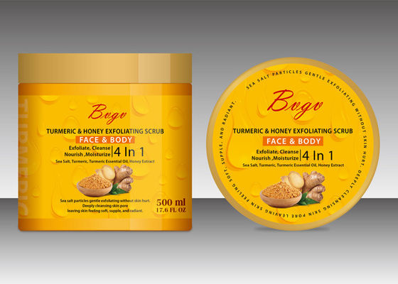 Amarillo Exfoliating del exfoliante corporal de la sal del mar del gel de la ducha del aceite esencial de la cúrcuma